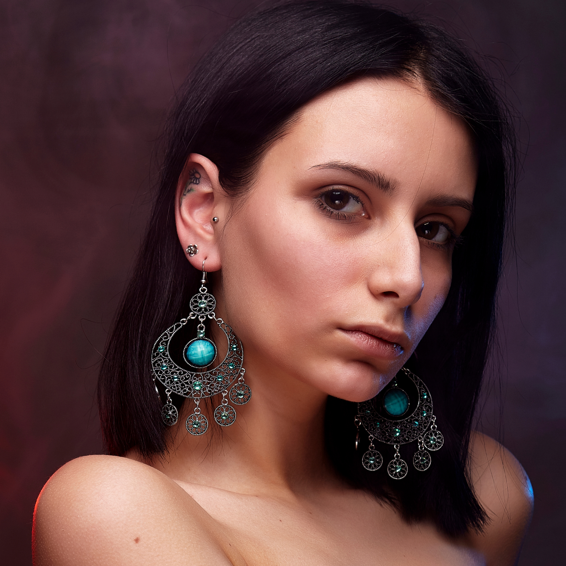 Artistic female portrait with elegant mood and natural emotion