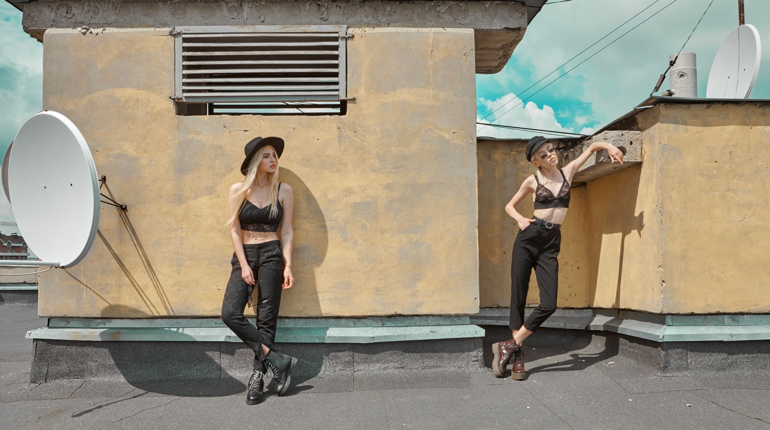 outdoors fashion photoshoot of stylish girls